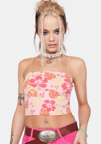 Sweet Tropical Topics Hibiscus Cami Top