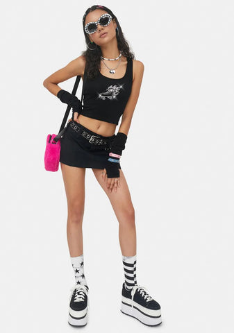 Bite The Dust Rhinestone Crop Tank