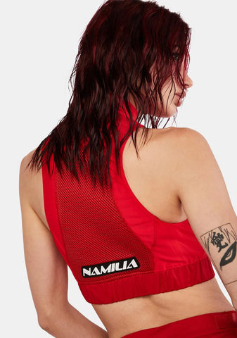 Red Tactical Zip-Up Vest Top