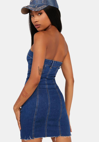 Ebony Strapless Denim Mini Dress
