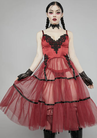 Wine Haunting Melody Midi Dress