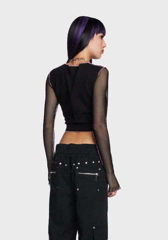 Riot Fishnet Sleeve Top