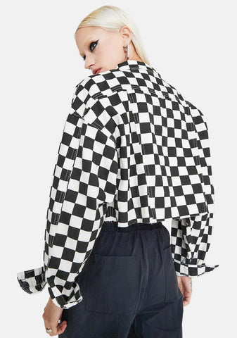 Meet Ur Maker Checkered Denim Jacket