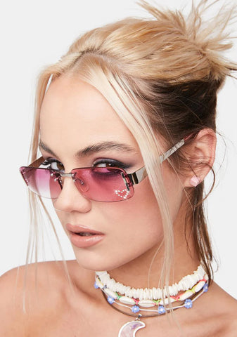 Purple Rectangular Sunglasses