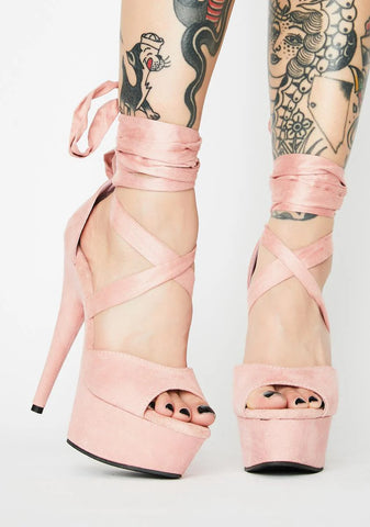 Blush Plush Strut Platform Heels