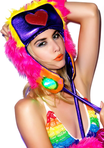 Happy Heart Faux Fur Hat