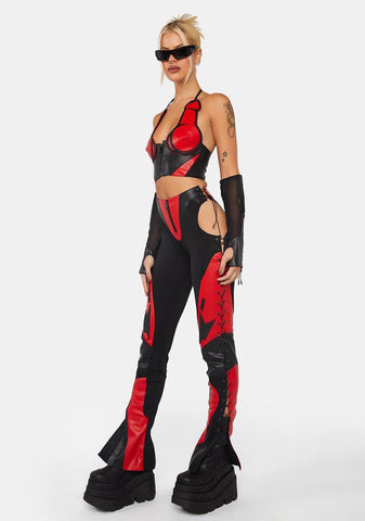 Red Nasty Moto Lace-Up Pants