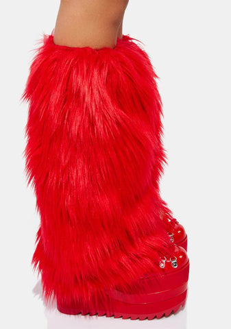 Red Fuzzy Leg Warmers