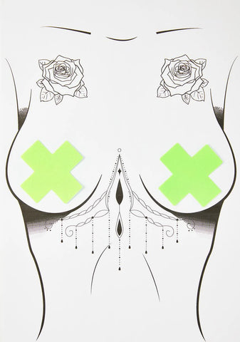 Neon Green Cross Pasties