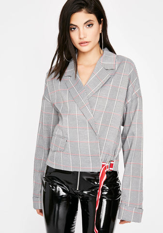 Playin Checkers Plaid Blazer