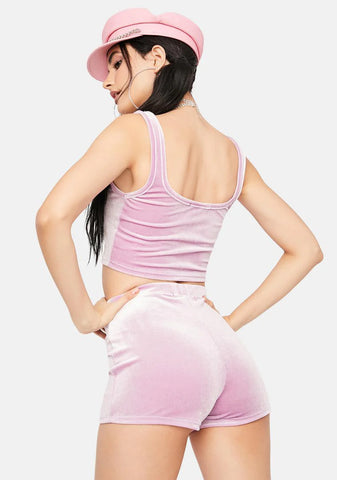 Blush Come Here Often Lace Up Shorts