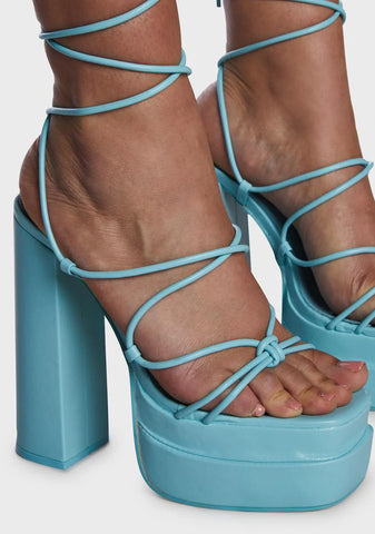 Wide Fit Blue Glow Girl Block Heels