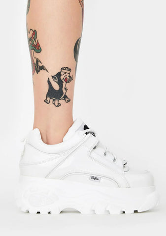 White Classic Low Patent Leather Sneakers