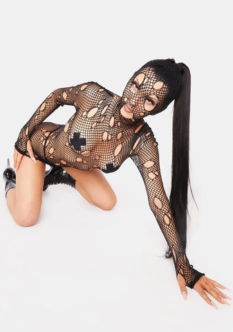 Hooked On You Fishnet Mini Dress