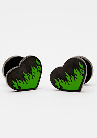 Neon Burning Love Stud Earrings