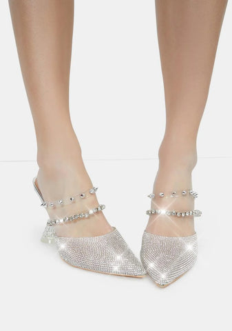Hilary Rhinestone Mule Heels