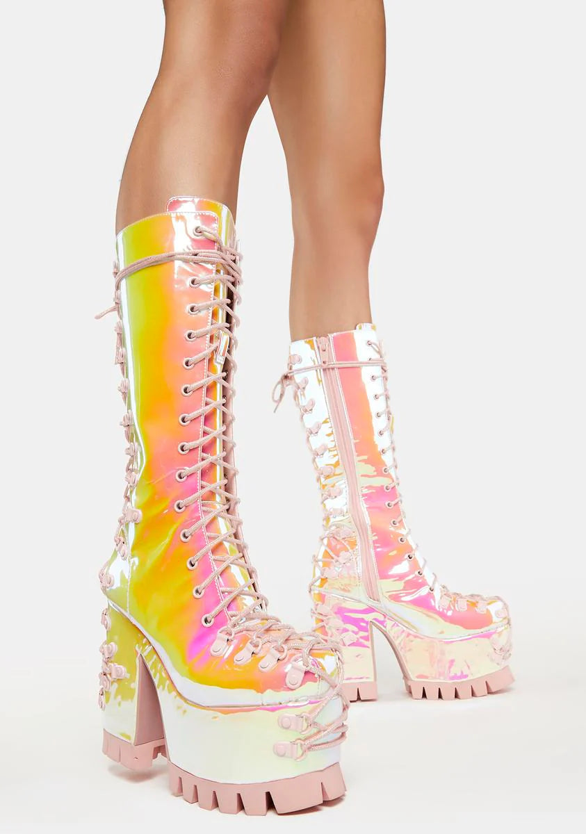 Sweet Lucid Daydream Lace-Up Boots