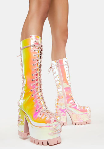 Sweet Lucid Daydream Lace-Up Boots