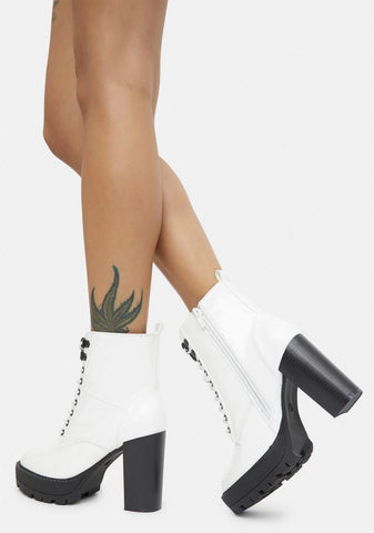 White Patent Asa Heeled Boots
