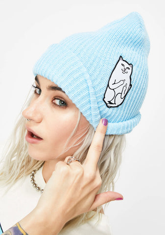 Baby Blue Lord Nermal Ribbed Beanie