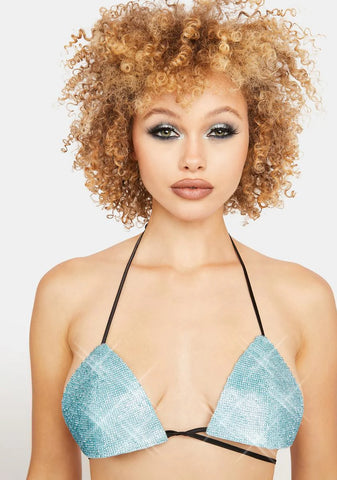 Aqua Drip Disorder Rhinestone Bra