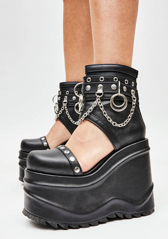Dark Heart Wedge Ankle Boots