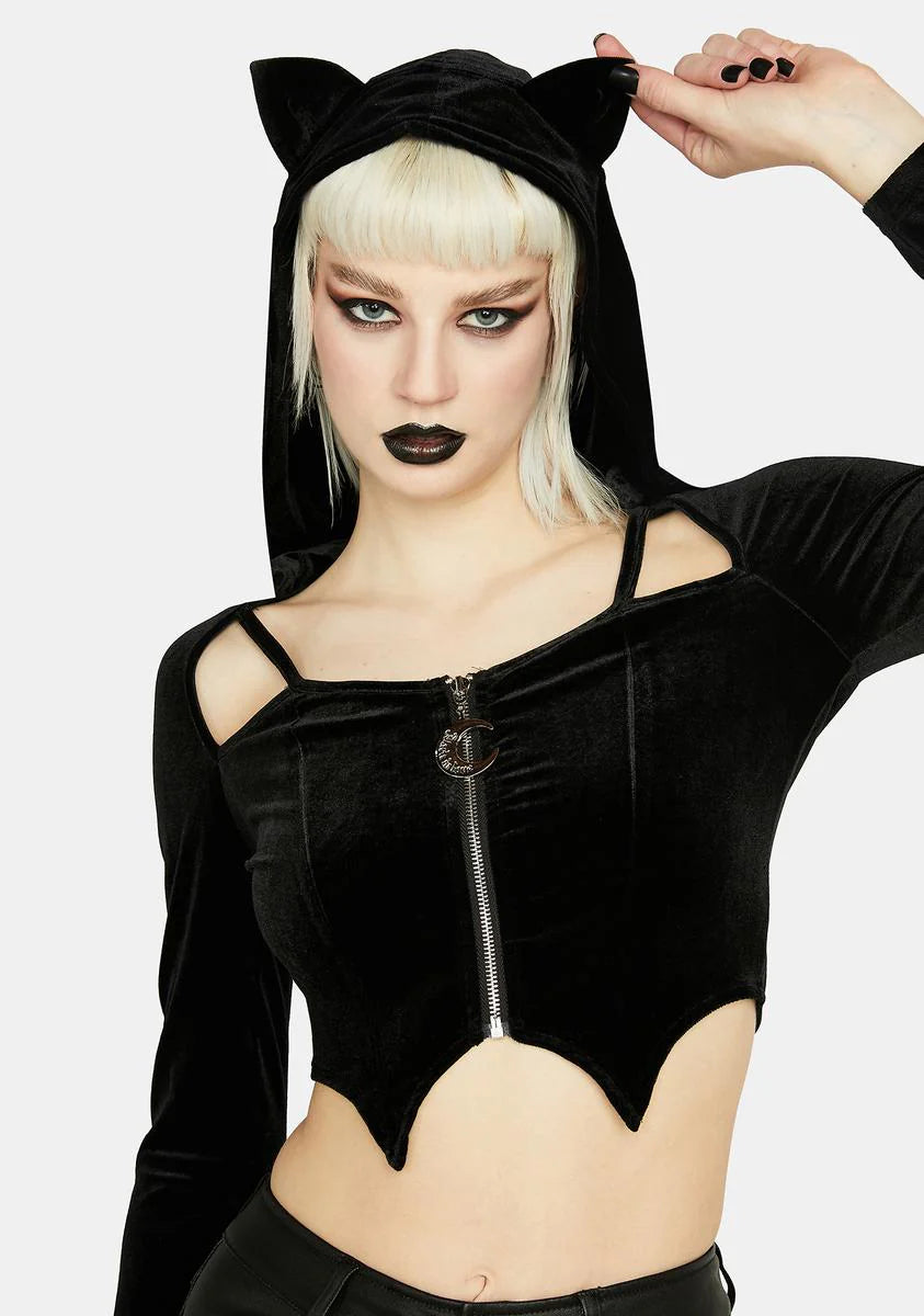 Cat Night Zip Hooded Top