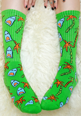 Anne Freeman Shark Attack Crew Socks