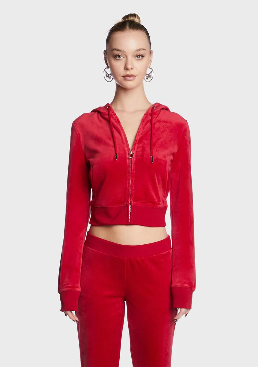 Coco Red OG Big Bling Velour Hoodie