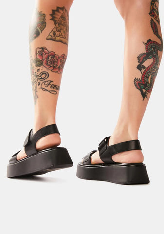 Black Courtney Platform Sandals