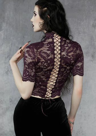 Wine Ominous Trance Lace Top