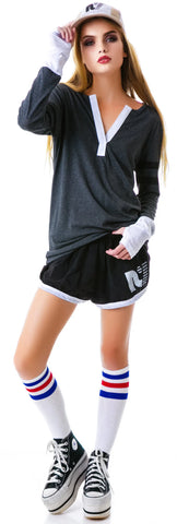 Nice To Meet You Henley Shirt - Light Blue