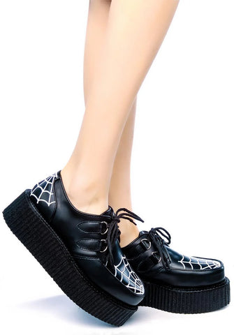 Spider Web Embroidered Creepers