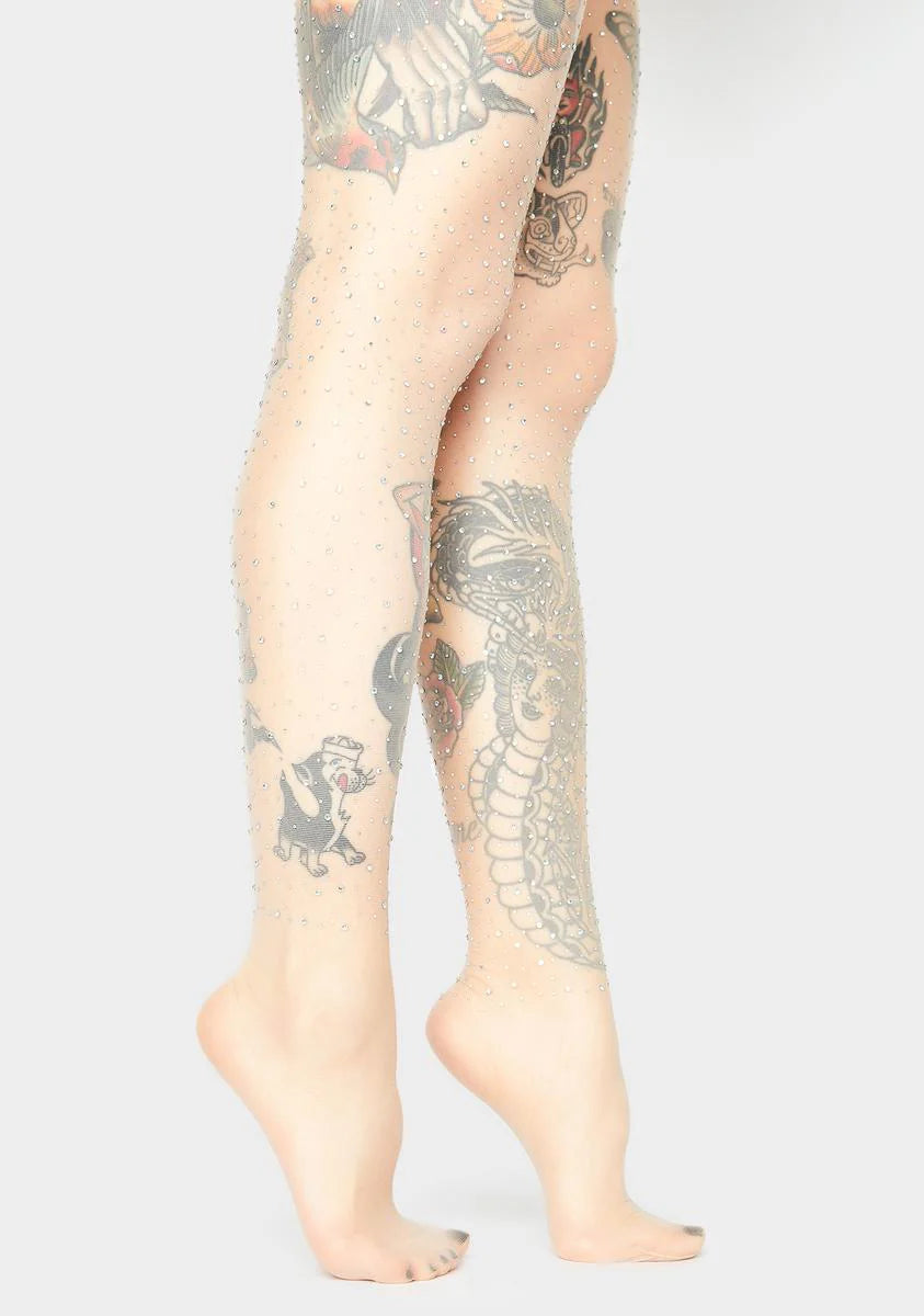 Nude Midnight Glimmer Rhinestone Tights