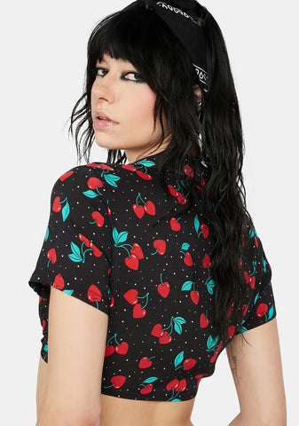 Cherry Good Day Tied Top