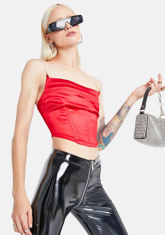 Hot Better Be Satin Corset Crop Top