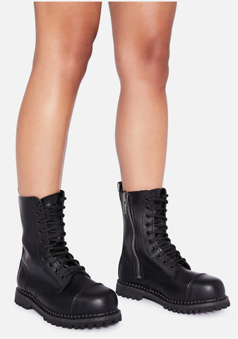 Vegan Leather Amped Up Lace Up Boots