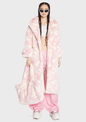 Pink Dick Dollar Faux Fur Coat
