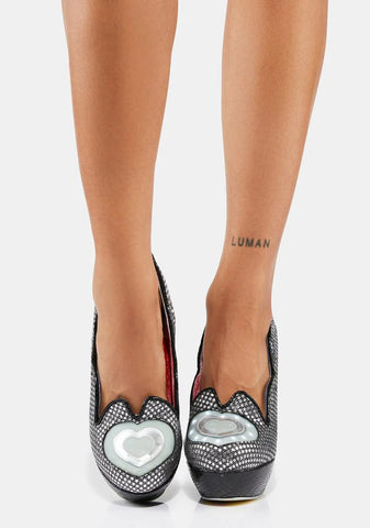 Black Charming Heart Heels