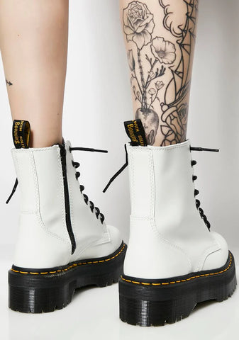 White Jadon 8 Eye Boots