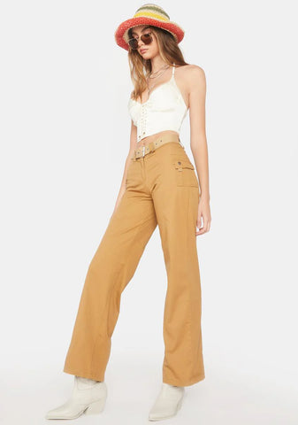 Camel Sia Low Rise Cargo Pants