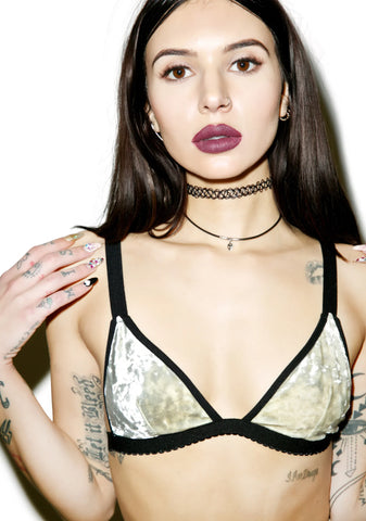 Velvet Triangle Bralette Bikini Top