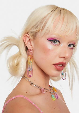 Rainbow Dancer Chain Link Earrings