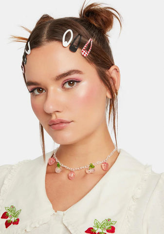 Pastel Bitten Cherries Chain Necklace