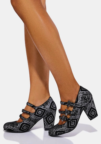 Metallic Lost Tomb Mary Jane Heels