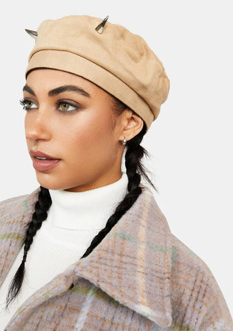 Atmosphere Tan Beret With Horns