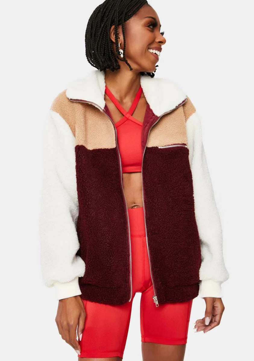 Paint The Town Colorblock Teddy Jacket