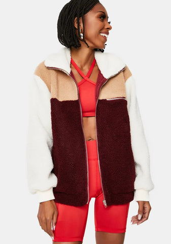Paint The Town Colorblock Teddy Jacket