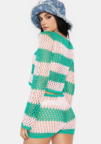 It's A Vibe Striped Crochet Set