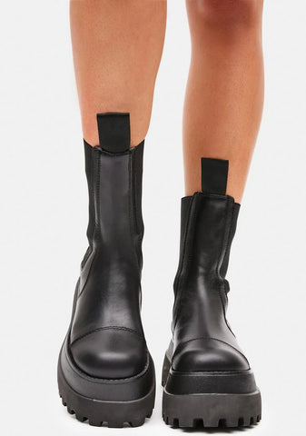 Reverb Unisex Leather Moto Chelsea Boots